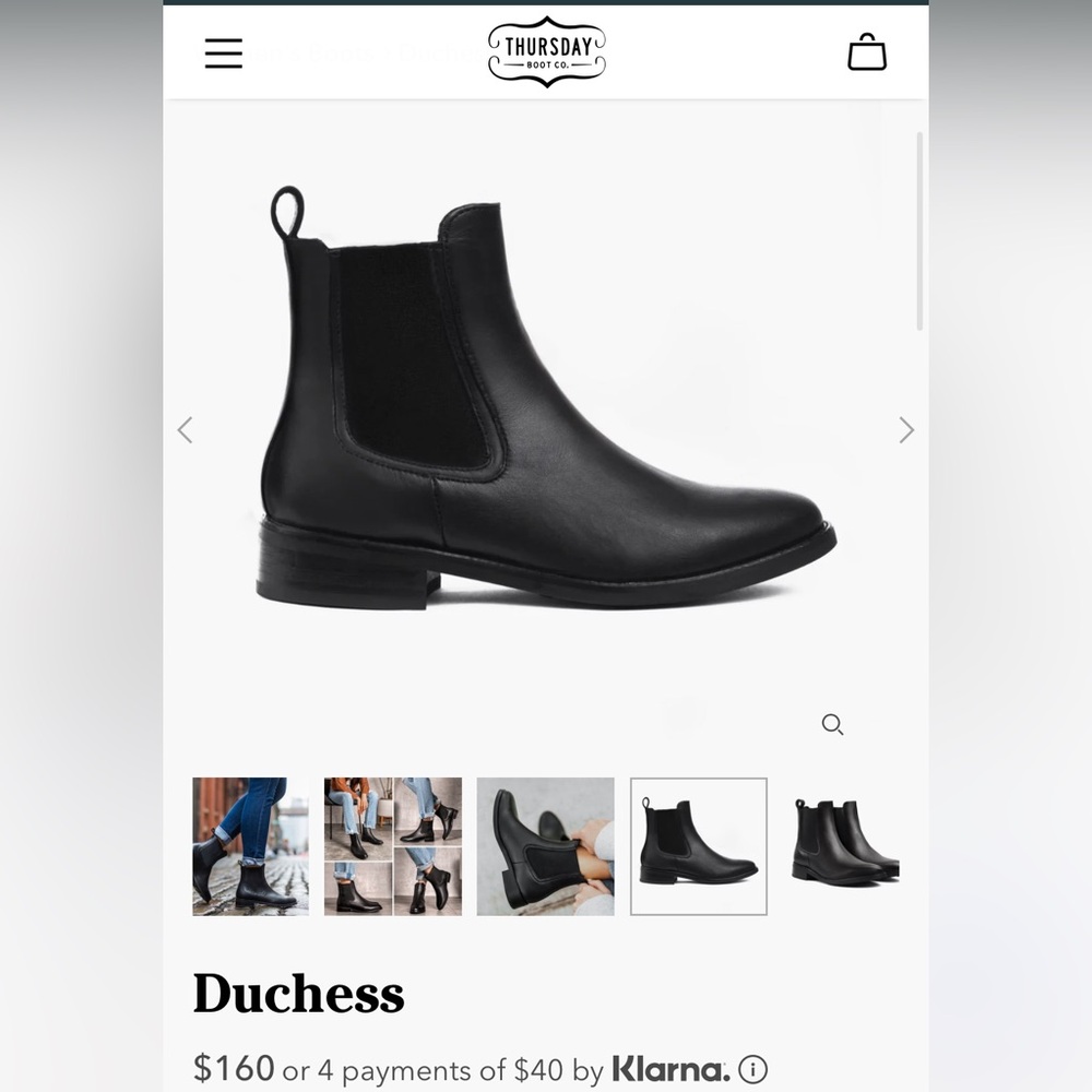 Thursday boot company Duchess Chelsea boot black leather size 8